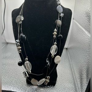 Beautiful Black and White Stone Necklace 11” Length